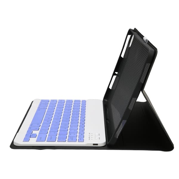 Mini Wireless Keyboard 11 inch Waterproof Ultra-Thin Silent Keyboard with Leather Case for Pad5 Pro5 Black