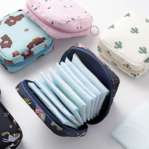 Opbevaringstaske til hygiejnebind, menstruationskop-pose, opbevaringstasker til bind, feminin menstruation første periode taske (Citron)
