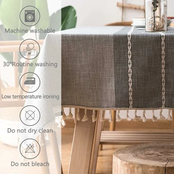 Modern Linen Cotton Rectangular Tablecloth Table Covers for Rectangular Table Home Kitchen Decoration (140x140cm, Grey)