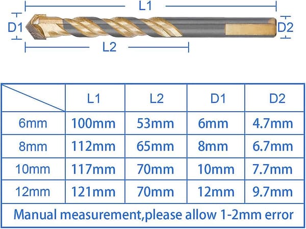 6-pak glasbor 3 x 6 mm, 8 mm 10 mm 12 mm keramikbor til glasfliser marmor