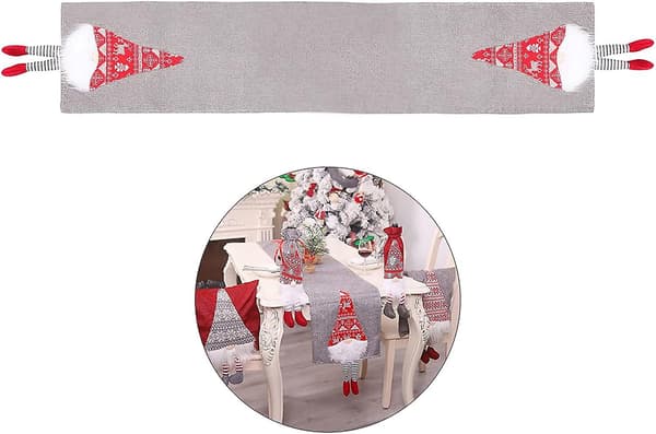 Christmas Table Runner, Santa Gnome Tablecloth Decorative Tablecloth 212x34cm_yux
