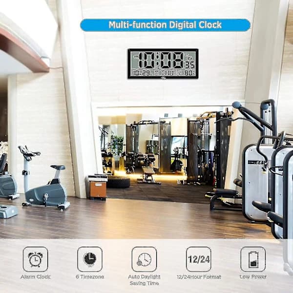 Large Digital Wall Clock - 35.5 cm Battery Operated Desk Clock with Temperature, Date, and Large Second Display