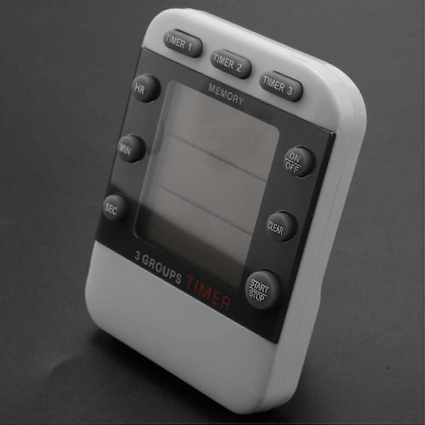 Digital timer 100 timer tredobbelt nedtælling/optælling køkkentimer med LCD-display Høj lydstyrke version