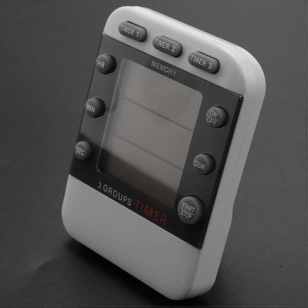 Digital timer 100 timer trippel nedtelling/opptelling kjøkkentimer med LCD-skjerm Høylytt versjon
