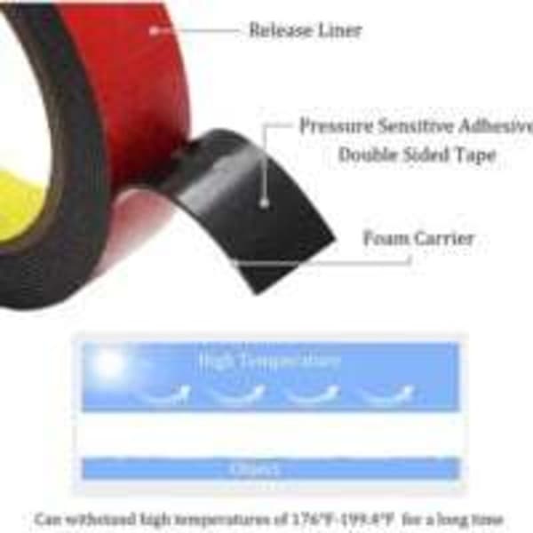 3M VHB Extra Strong Double-Sided Tape, Black, Waterproof-FF1-{FY}