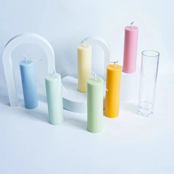 Lysforme Lys Stearinlys DIY Støbeforme i Silikoneform Cylinder 4X15CM