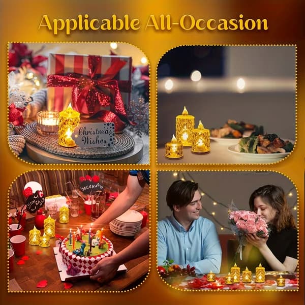 24-pack Crystal Diamond Pattern Simulated LED Tea Lights, Flameless Safe Electronic Candles
