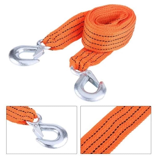 Tow Rope - 3 Tons Load - 4m x 4cm - High-Strength Nylon & Forged Iron