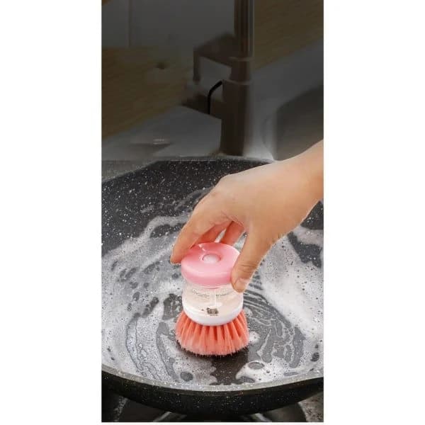 A set of three powerful cleaning brushes with short bristles: practical kitchen utensils