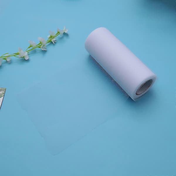 Hvite korte kjoler Poly Mesh Bånd Stoff Tyll Rull Stoff Tyll