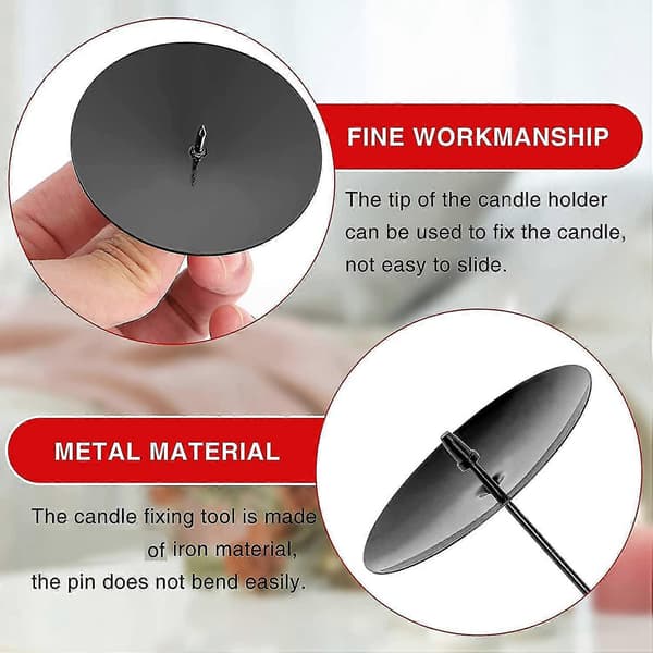 Kranslysestake, 8 cm Lysestake, Metall Lysestake, Julelysplate med Spiker 8 stk