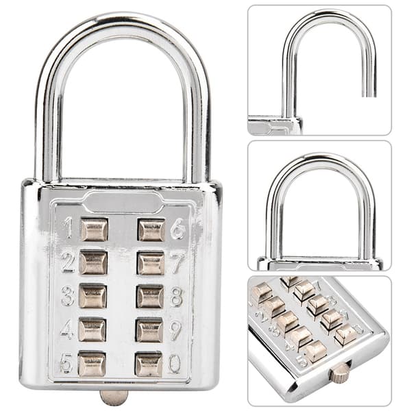 10-Digit Push Button Combination Padlock Blind Button Padlock