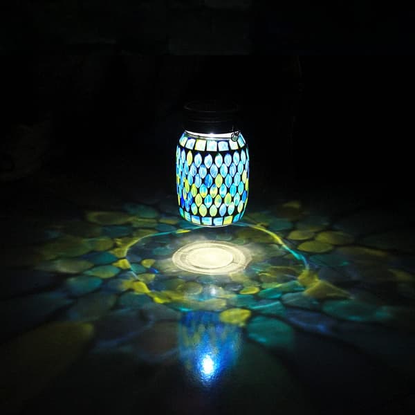 Mosaikk solcellelampe utendørs taklampe, solcellebordlampe og kald b
