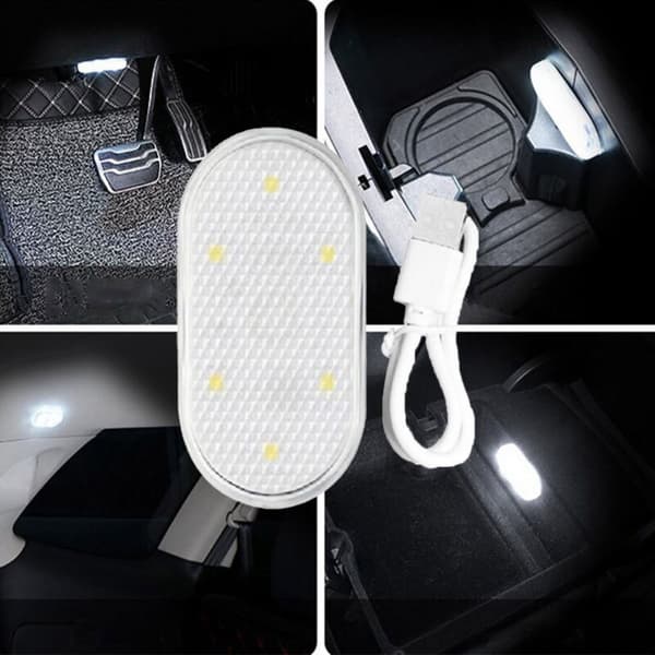 2 st USB-laddningsbil Interiör Atmosfär Ljus Läslampa LED Trycksensor Isblå
