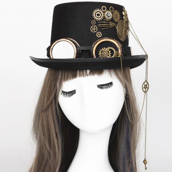 Steampunk Top Hat Gear Gothic Goggles Retro Heavy Industry Hat Headwear
