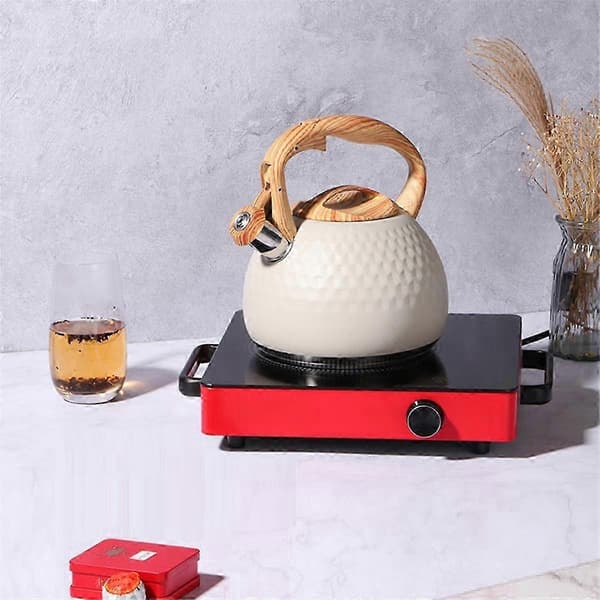 Whistling Kettle 3L Lid with Handle Induction Hob Gas Stove A White Vit