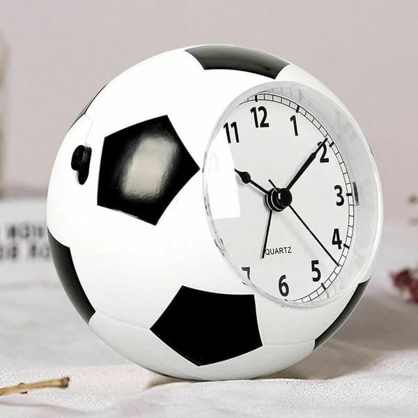 Football Theme Home Decor Clock, Silent Alarm Clock with Night Light and Snooze Function, Desk Clock with Arabic Numerals and Touch Function