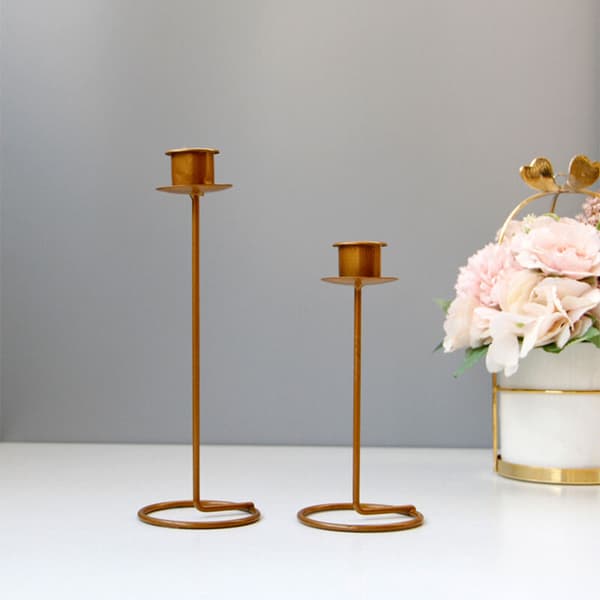 2-pack heminredning guld metall ljusstake mörk guld lyx järn ljusstake