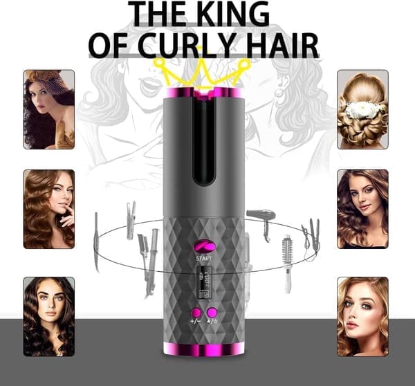 Curling Iron - Rechargeable Curling Iron - Automatic Curling Iron - Hair Styling Curling Iron