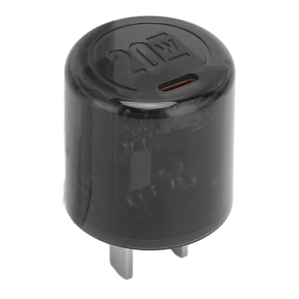20W hurtigoplader PC gennemsigtig USB C-interface vægoplader mobiltilbehør til iPhone 13 12 11 US-stik 100-240V sort