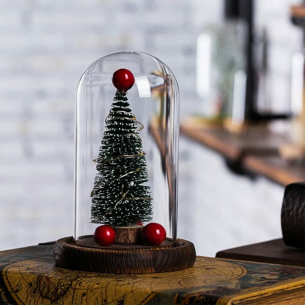 Mini julgran i glas med LED-ljus prydnader Dekoration för hemfest