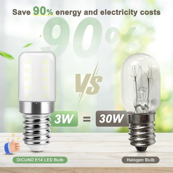 E14 LED Refrigerator Bulb, Cool White 6000K, 2W Replaces 30W Halogen Refrigerator Bulb, 300lm, Small Screw Base LED Bulb, 2 Units