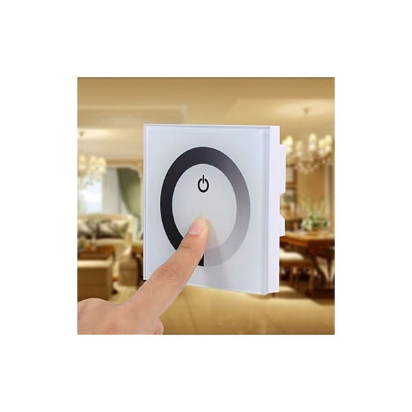 DC 12-24V LED Touch Wall Controller Panel med ljusstyrka ändra dimmer switch för justering av lampor (Färg: Vit)