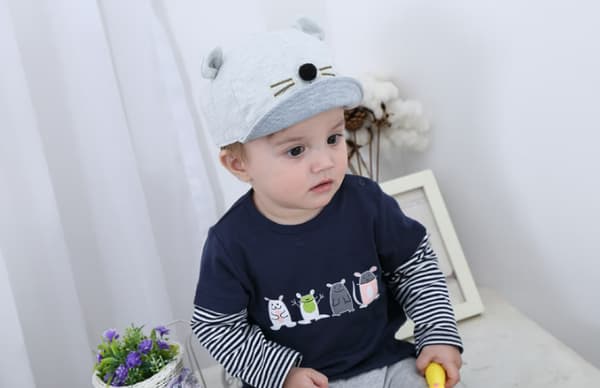 Barn Baby Kanin Visir Baseball Caps Bomull Mørkegrå Grå