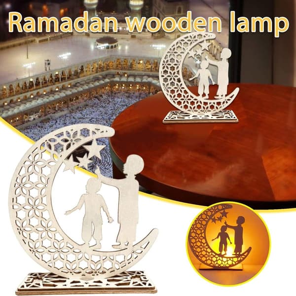 Tre Måne Stjerne LED-lampe, Måne Stjerne Gardiner Lys Ramadan Lys KLB