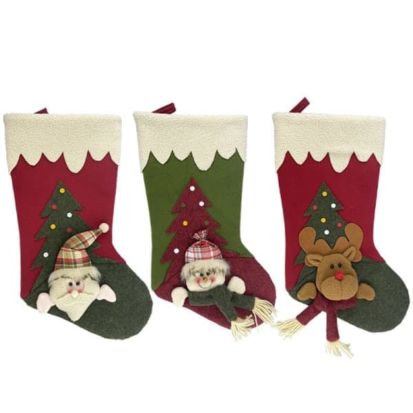 3 st julstrumpor väska Jultomte Snögubbe Älg Presentpåse Julafton Godisstrumpor Barn Julklappar