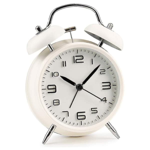 Large Twin Bell Alarm Clock with Night Light and 4 Inch Dial