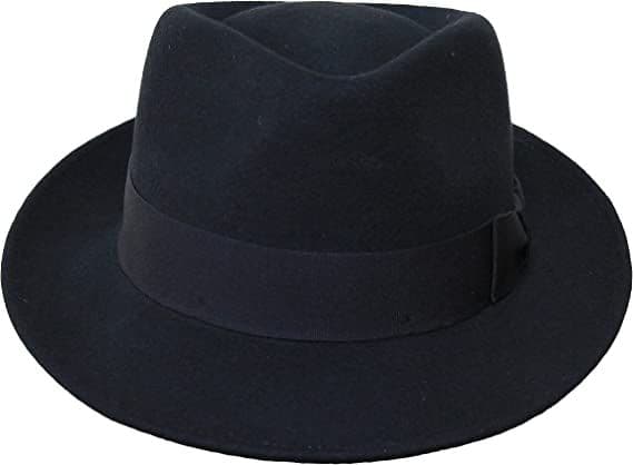 Fedorahat - 100 % uldfilt - Sammenfoldelig til rejser - Vandafvisende - Unisex - Sort