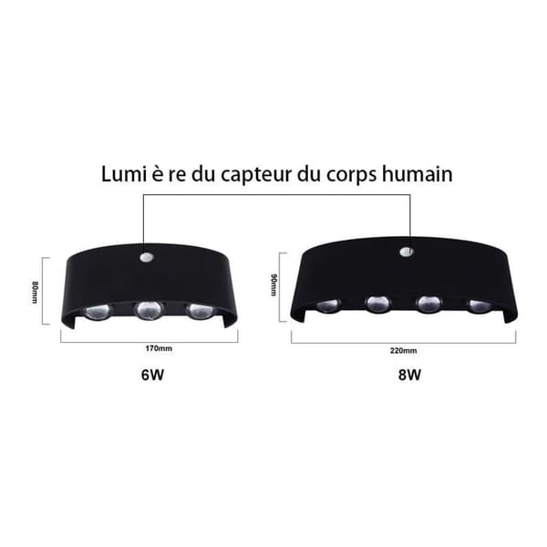 8W Wall Lamp with Motion Sensor, Automatic On and Off Wall Light, Warm White 3000K, Wall Lamp