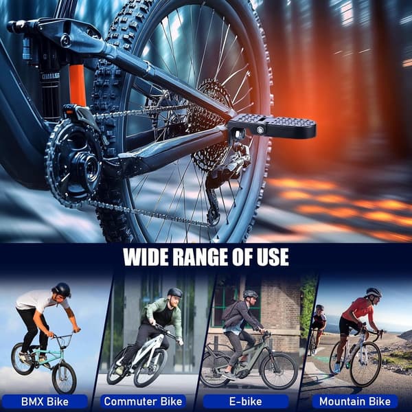 2 stk. - Cykelpedaler - U-formede pedaler til elcykler - foldbare pedaler - til elcykler, mountainbikes, foldecykler - sort