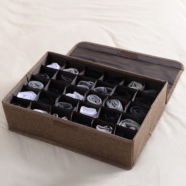 Opbevaringskasser til sokker og undertøj 30 rum Organizer Foldbare skuffer til opbevaring af tørklæder Slips Bælter og andre accessories