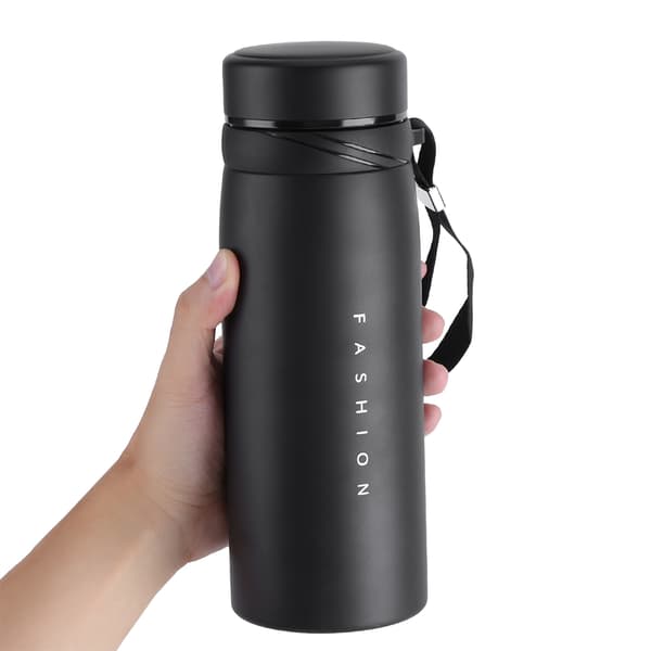 1 stk 900 ml Termisk Vandkrus i Rustfrit Stål Te Kaffe Rejseflaske (Sort)