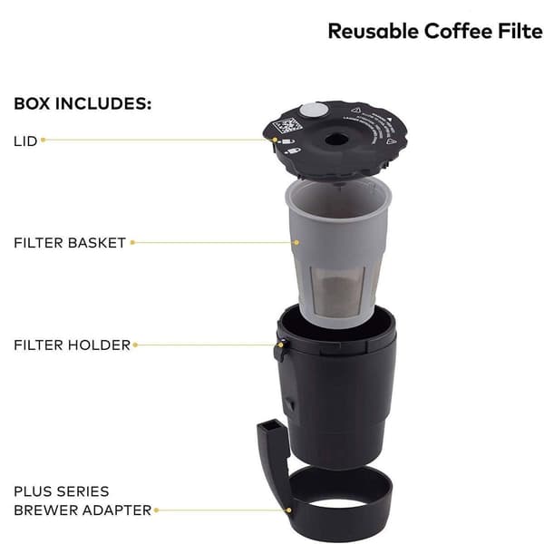 Gjenbrukbart kaffefilter kompatibelt med Keurig My K-Cup Svart