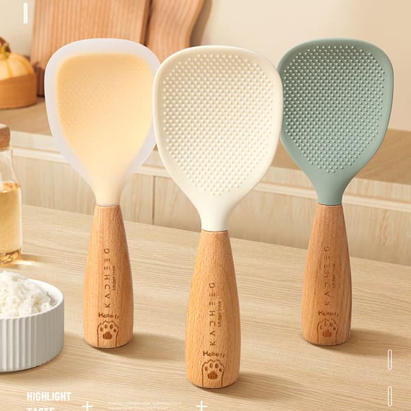 Vertical Rice Spoon High Temperature Resistance Rice Spoon for Kitchen Yellow Yellow