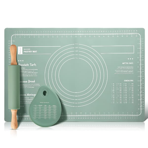 Baking Set Large Size Silicone Baking Mat Rolling Pin Noodle Cutter Non-stick Non-slip Waterproof