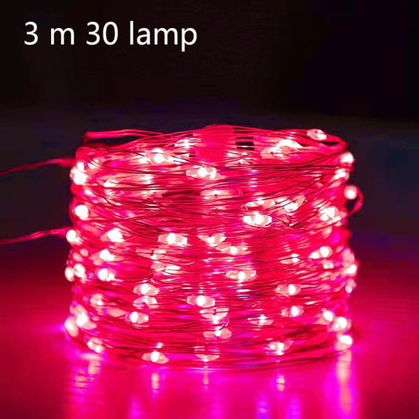 3-pack batteridrivna ljusslingor med fjärrkontroll, 3 meter 30 LED-lampor, för trädgårdar röd red