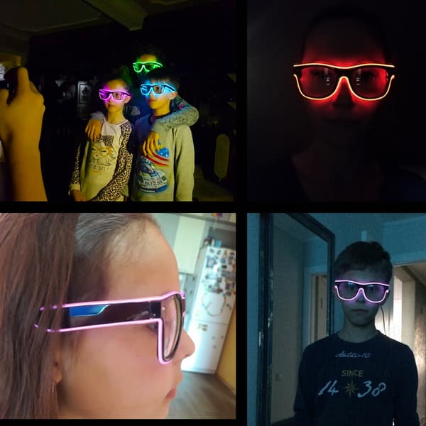 1 Valolasit, Siniset 4 Tilaa LED-lasit EL-johto Neonvalo