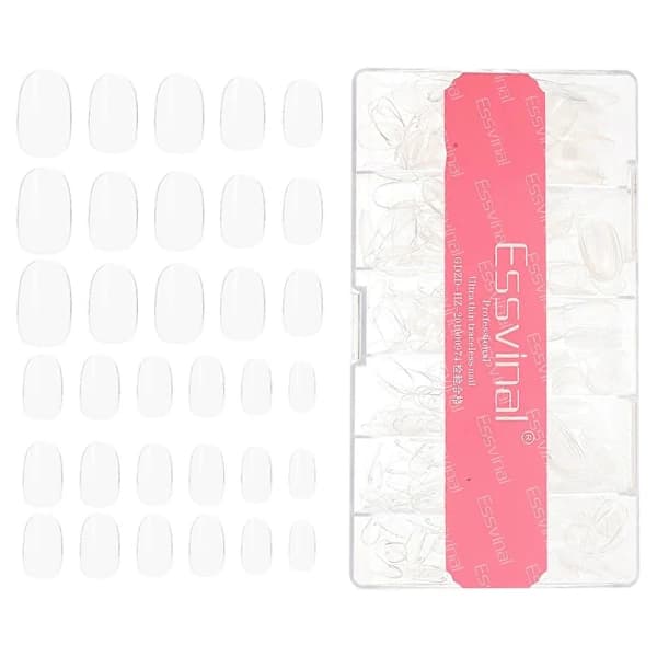 1 Box of False Nails, Transparent, Full Cover, Square, Short, Press-on Nails