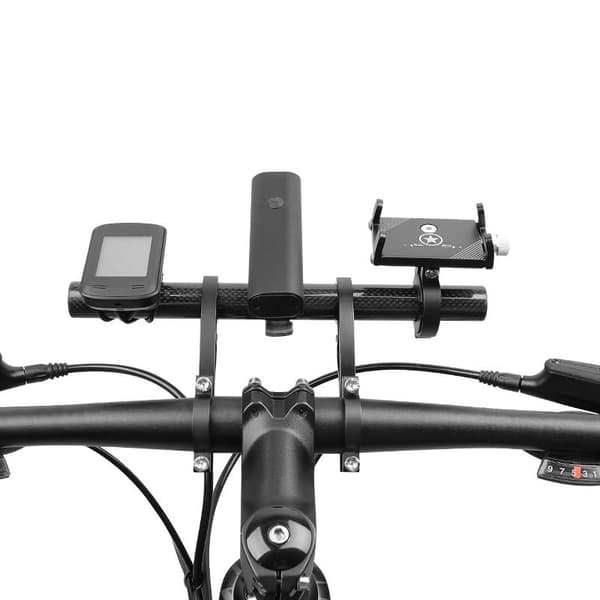 Cykelstyrforlænger, multifunktionel holder i aluminiumslegering sort