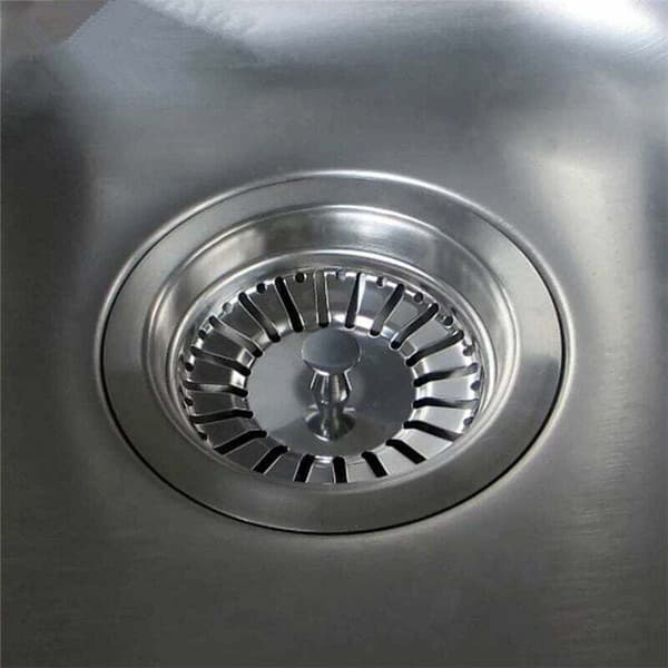 2 stk. vaskesil/vaskavløpsplugg, kjøkken/baderomssil 84 mm diameter med kulepenn, rustfritt stål