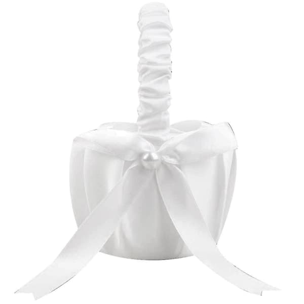 2-pack bröllopsblomkorg i satin med rosett, blomkorg för fest med rosett