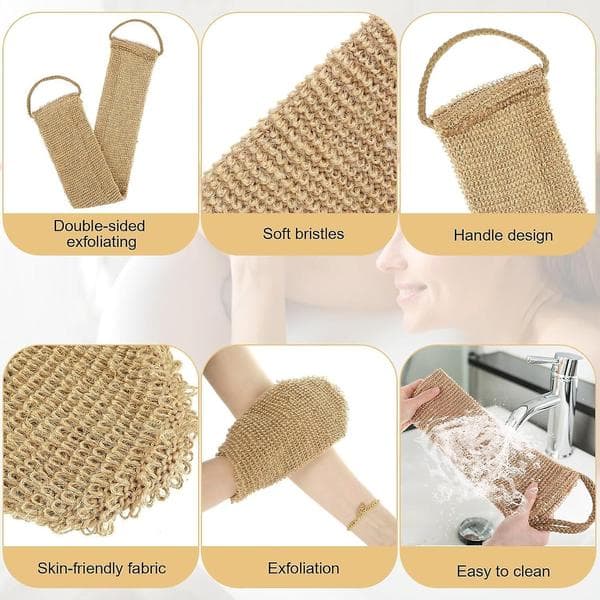 Practical and Beautiful Bath and Shower Body Brush with Handle Natural Exfoliating Hemp Back Scrubber
