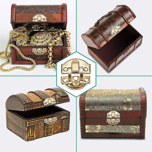 20-pack smyckeskrinlås, trälås, 29 mm x 26 mm, guld