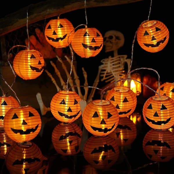 Qedertek Halloween-dekoration - pumpa ljusslinga, batteridriven KLB