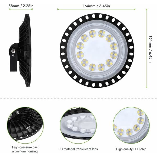 UFO LED Industrilampe 50W, 5000LM Højlagerlampe Værkstedslys