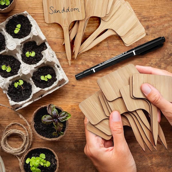 50-pack bambuplantmärken, träplantmärken T-märken trädgård
